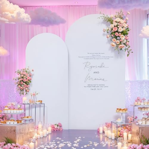 White Pink Arch Backdrop Cover Set of 2 Party Wedding Arch Covers Stretchy Backdrop 7.2FT 6FT Decorations Baby Shower Bridal Shower Photo Birthday Arch Stand Cover Spandex - Image 3