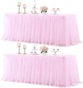 Suppromo 2 Pack 6ft Pink Tablecloths for Rectangle Tables 72 x 30 Inch Pink Rectangular Table Cloth, Wrinkle Free Table Cover with Tutu Skirt for Baby Shower Birthday Party Banquet Buffet Cake by Suppromo