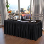Black Polyester Table Clothes for 4 Foot Rectangle Tables, Wrinkle Free Fitted Table Cover 4ft Stretch Tablecloths with Skirt for Parties Weddings Birthday Banquet Baby Shower - Image 6