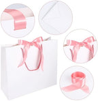 EUSOAR White Paper Bags, 50pcs 12.5"x4.5"x11" Heavy Duty Gift Paper Bags with Bow Ribbon Handle, Shopping Thank You Gift Treat Party Favor Paper Bags Bulk for Wedding Baby Shower Guests Bridal - Image 3