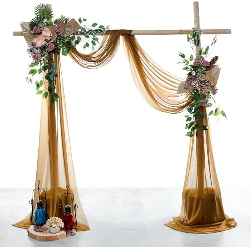 Pack of 1 Wedding Arch Drape Panel Fabric 30" x 40ft - Mocha - Image 2