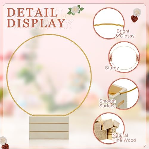 FoldTier 24 Pcs 10 Inches Metal Floral Hoop Centerpiece with Tables Stand - Image 3