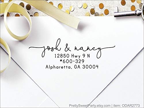 Address Stamp, Custom Self Inking Pre-Inked Personalized Return Address Stamper with Your Name and Address for Wedding Envelopes, PSI by PrettySweetParty - Image 3