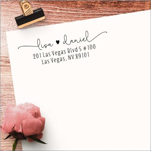 Self Ink Custom Return Address Stamp with Heart, Black Ink, Personalized Rubber Stamper for Wedding Invitations, Housewarming Gift, Engagement Gift Idea - Image 5