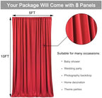40ft x 10ft Wrinkle Free Red Backdrop Curtains for Parties, Polyester Photo Backdrop Drapes 8 Panels 5x10ft for Weddings Birthday Party Christmas Photography Background for Backdrop Stand - Image 5