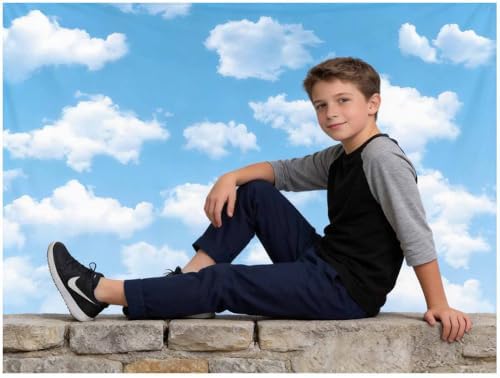 10x8FT Polyester Blue Sky White Clouds Backdrop World Travel Aviator Photography Background Supplies Kids Birthday Party Welcome Baby Shower Newborn Photo Studio Props Banner Decor - Image 5