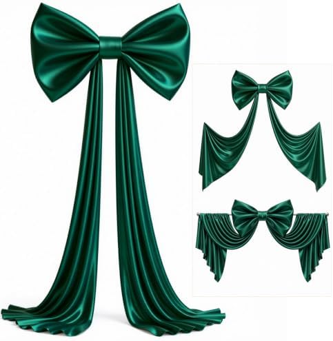 Big Hunter Green Bow Backdrop Party Decorations Green Bow Decor 48x24x120 Inches Giant Bow Birthday Party Backdrop for Wedding Baby Shower Bridal Shower Photography Coquette Room Decor - Image 5