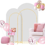 Gawicpy Wedding Arch Backdrop Stand Set Metal Arch Backdrop Stand with Wedding Arch Cover, Wedding Balloon Arch Backdrop Stand for Birthday, Baby Shower, Anniversary (White, 5.9FT+7.2FT) - Image 2