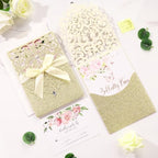 50pcs Gold Glitter Wedding Invitation, Laser Cut Invitation Sleeves & Cards - Image 7