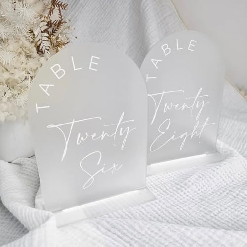 Frosted Arch Wedding Table Numbers 1-20 with Stands, 5x7 Inch Frosted Arch Acrylic Sign with White Letters, Arched Acrylic Table Numbers for Wedding Reception - Image 6