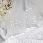 Frosted Arch Wedding Table Numbers 1-25 with Stands, 5x7 Inch Frosted Arch Acrylic Sign with White Letters, Arched Acrylic Table Numbers for Wedding Reception - Image 6