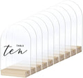 20 Pack Clear Arch Acrylic Sign with Wood Stand- 5x7 Inch Blank Clear Arch Acrylic Sign and 4 Inch Wood Base for DIY Wedding Table Numbers by JINMURY