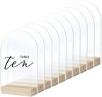 20 Pack Clear Arch Acrylic Sign with Wood Stand- 5x7 Inch Blank Clear Arch Acrylic Sign and 4 Inch Wood Base for DIY Wedding Table Numbers by JINMURY