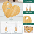 Patelai 4 Set Bridal Baby Shower Favor Heart Cheese Board with Knife, Wood Mini Charcuterie Board Thank You Gift Box for Guest Bridal Baby Shower Prize Wedding Valentines Birthday (Bamboo Color) - Image 2