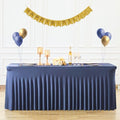 Suppromo 8ft Navy Blue Spandex Table Cloths for Rectangle Tables Wrinkle Free Rectangle Tablecloths, Stretch Fitted Table Cover with Skirt for Birthday Party Wedding Banquet Baby Shower Buffet Event by Suppromo