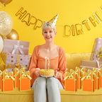 AmazingSpark 50 Pcs Orange Gold Mini Gift Bags Bulk 6.3 x 3.9 x 2.8 Inch Party Favors Elegant Small Gift Bags with Handles and Ribbon Bows for Wedding Birthday Bridal Baby Shower Party Favors - Image 5