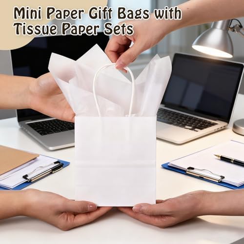 Jaloro 100 Set White Kraft Paper Gift Bags with Handle 5.7x5.1x2.5 Inch - Image 5