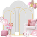 Gawicpy Wedding Arch Backdrop Stand Set Metal Arch Backdrop Stand with Wedding Arch Cover, Wedding Balloon Arch Backdrop Stand for Birthday, Baby Shower, Anniversary (White, 5.9FT+6.6FT+7.2FT) by Gawicpy