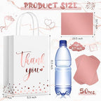 Tinlade 50 Pcs Thank You Gift Bags Bulk Paper Thank You Wedding Bags with Handle for Business, Shopping, Wedding, Baby Shower, Party Favors(Gold Stamp,Rose Gold) - Image 3