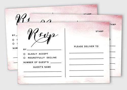 50 Blank RSVP Cards With White Envelopes- Watercolor Splash Style Response Card-RSVP For Wedding-Rehearsal Dinner-Baby Shower-Bridal Shower-Engagement Party Invitations - Image 2