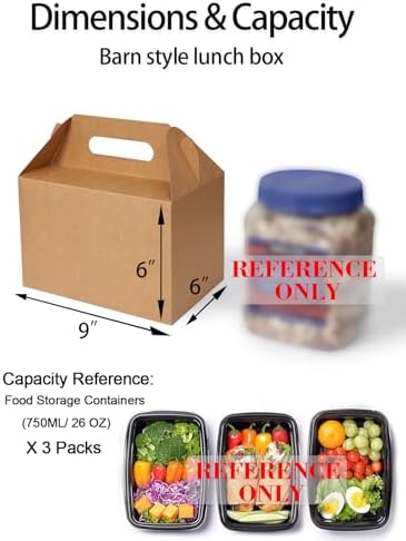 Happyhiram 50 Pack Brown Kraft Large Gable Boxes with Handles, 9x6x6 Inch - Image 5