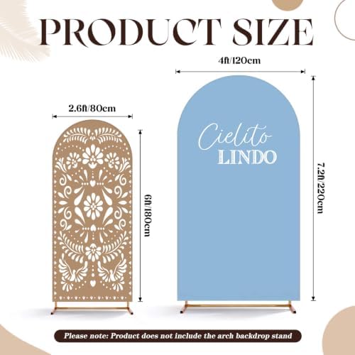 Mindsoft 2 Pcs Arch Backdrop Cover 6ft and 7.2ft Spandex Stand Cover for Baby Shower Birthday Wedding Bridal Shower Party Decorations (Blue and Brown,Cielito Lindo) - Image 2