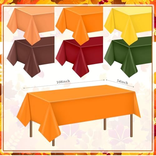 Jinei 24 Pcs Fall Plastic Tablecloth Thanksgiving Disposable Table Cover - Image 2
