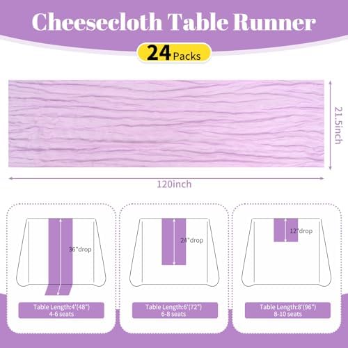 24 Pack Lavender 10Ft Cheesecloth Table Runner - Image 2