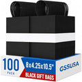 GSSUSA Black Paper Bags with Handles, Gift Bags 8x4.25x10.5, 100 Pack by GSSUSA