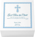 Let's Make Memories Personalized Keepsake Box for Blessed Child - Memories Box - Baptism - Confirmation - Memento Storage - For Boys - 6" Hx12 Sq - God Bless - Blue by LetsMakeMemories