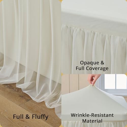 Ivory Tulle Tablecloth for 8 FT Rectangle Tables 4-Pack, Ideal for Weddings - Image 4