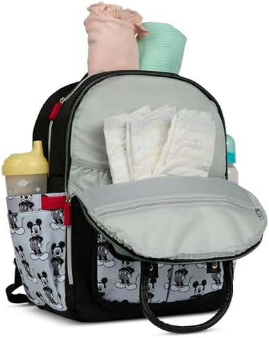 Disney Diaper Bag Backpack with Changing Pad Mickey Mouse – 16” Nylon Baby Bag for Parents, Insulated Bottle Holders, Multiple Storage Pockets - Image 6