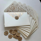 20 Pearl Ivory Envelope with Gold Foil Floral Liner for 5*7 inch Invitation - Image 6