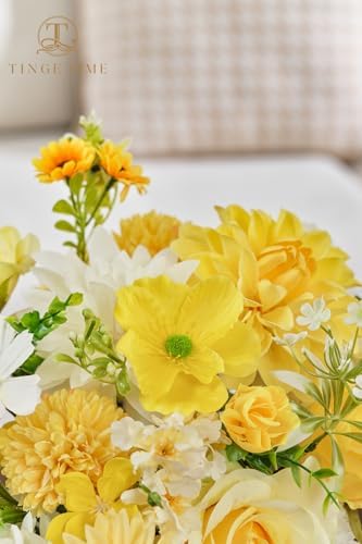 TINGE TIME Artificial Flowers Combo, Rose Dahlia Yellow Wedding Flowers - Image 5