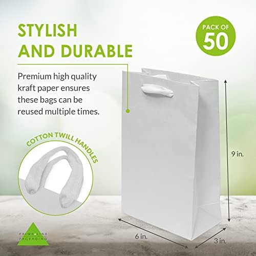 Prime Line Packaging Kraft Gift Bags, Paper Gift Bags Mini with Handles for Baby Showers, Christening, Weddings, Holidays, Party Favors, Shopping, Bulk, 6x3x9, 50 Pack - Image 4