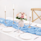 Light Blue Cheesecloth Table Runner for Baby Shower Gender Reveal, 12 Pack - Image 4