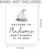 Andaz Press Personalized Large Canvas Baby Shower Welcome Sign, 16 x 20 Inches, Watercolor Sail Boat, Guestbook Alternative, Custom Baby Shower Sign, for Nautical Baby Shower, Baby Sprinkle Theme - Image 5