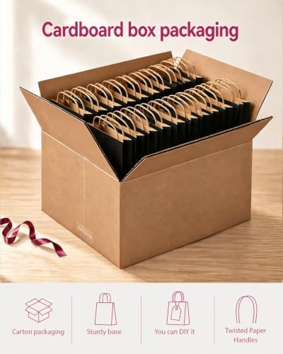 qiqee 200-Packs Black Paper Gift Bags with Handles Bulk 4.5"x2.5"x6" Mini Size Paper Bags Multiple Uses - Image 5