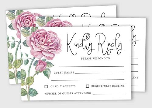 50 Blank RSVP Cards with White Envelopes-Floral Style Response Card-RSVP for Wedding-Rehearsal Dinner-Baby Shower-Bridal Shower-Engagement Party Invitations - Image 2