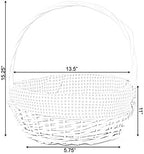 White Round Willow Gift Basket with Pink Gingham Liner & Handle, Mediun – Empty Christmas Basket for Gifts, Holiday Wicker Basket, Basket to Fill - Image 5