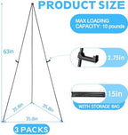 3 Pack 63 Inch Easel Stand for Wedding Sign, Poster, Portable Metal Painting Easels Stand Adjustable Folding Easel for Art Crafts Show,Arts,Birthday (Black) - Image 2