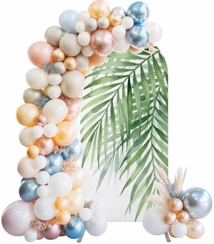 Palm Leaf Arch Backdrop Cover 7.2 FT, Country Watercolor Sage Green Palm Leaf Wedding Arch Cover Stretchy Backdrop Stands Covers for Birthday Party Ceremony Banquet Decor - Image 2