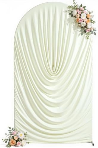 6.6FT Ivory Arch Backdrop Cover Wedding Draped Arch Cover, Stretchy Spandex Balloon Backdrop Arch Stand Covers for Wedding Ceremony, Baby Shower, Photography Birthday Party Decorations by Besutolife