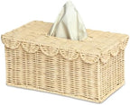 BEBE BASK Handwoven Scalloped Rectangle Tissue Box Cover (8.6 × 5 × 4 in) by BEBEBASK%C2%AE
