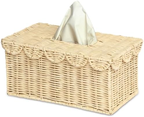 BEBE BASK Handwoven Scalloped Rectangle Tissue Box Cover (8.6 × 5 × 4 in) by BEBEBASK%C2%AE