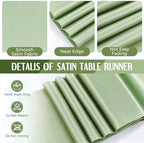 Tudomro 16 Pack White and Sage Green Plastic Tablecloths Satin Runner Set - Image 4
