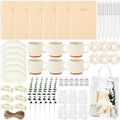61 Pcs Baby Shower Game Prizes for Winners 6 Sets Creamy White Wedding Bridal Shower Gifts Include Notebook Pen Hair Tie Ceramic Mugs Thank You Card Eucalyptus Leaves Party Gifts for Guests by Acellegic