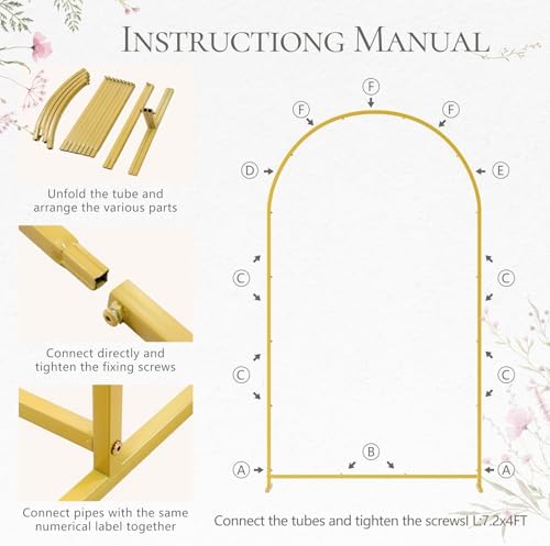 2 Pack Arch Backdrop Stand (7.2FT/6FT), Metal Arch Frame Stand with Cover - Image 6