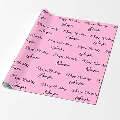 MyPupSocks Customized Name Gift Wrapping Paper, Happy Birthday With Name Pink Personalized Gift Wrap Paper With Photo, Funny Roll for Men Women Christmas 58x23 5 Rolls - Image 2