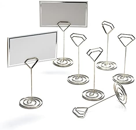Jofefe 24Pcs Unique Table Number holders with 24Pcs Place Cards, Place Card Holder, Table Card Holders, Table Number Stands, Photo holder Name Card Picture Clips for Wedding, Birthday Party - Image 3